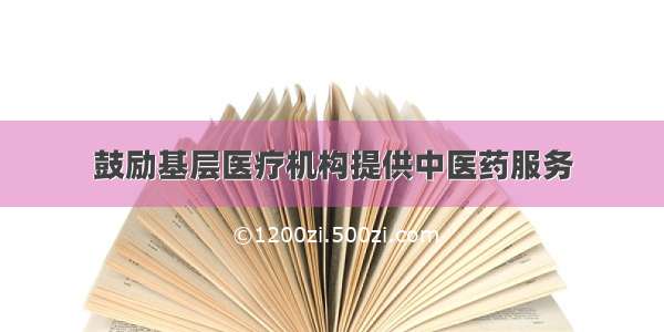 鼓励基层医疗机构提供中医药服务