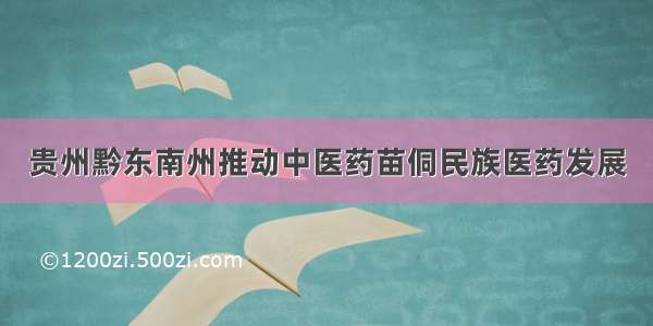 贵州黔东南州推动中医药苗侗民族医药发展