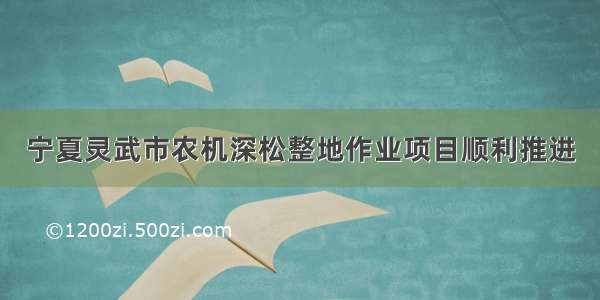 宁夏灵武市农机深松整地作业项目顺利推进