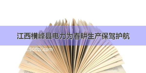 江西横峰县电力为春耕生产保驾护航