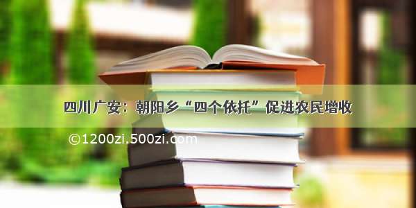 四川广安：朝阳乡“四个依托”促进农民增收