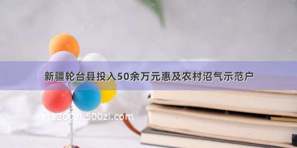 新疆轮台县投入50余万元惠及农村沼气示范户