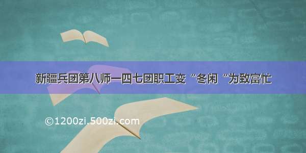 新疆兵团第八师一四七团职工变“冬闲“为致富忙