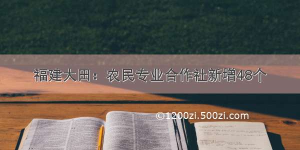 福建大田：农民专业合作社新增48个