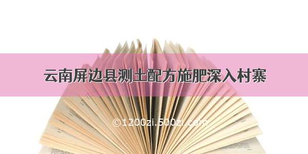 云南屏边县测土配方施肥深入村寨