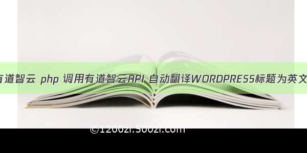 有道智云 php 调用有道智云API 自动翻译WORDPRESS标题为英文