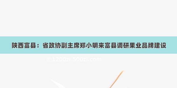 陕西富县：省政协副主席郑小明来富县调研果业品牌建设