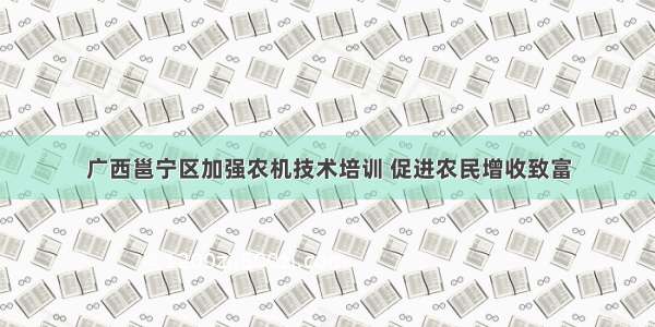 广西邕宁区加强农机技术培训 促进农民增收致富