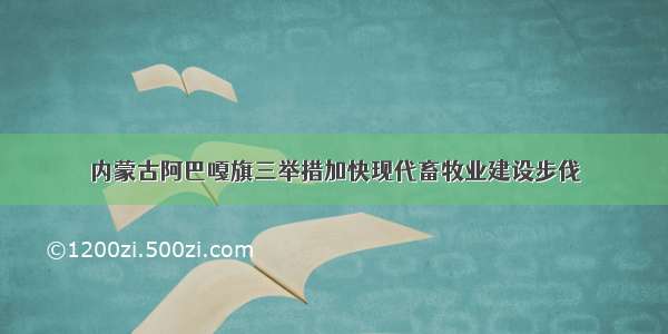 内蒙古阿巴嘎旗三举措加快现代畜牧业建设步伐