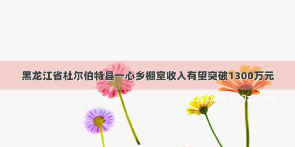 黑龙江省杜尔伯特县一心乡棚室收入有望突破1300万元