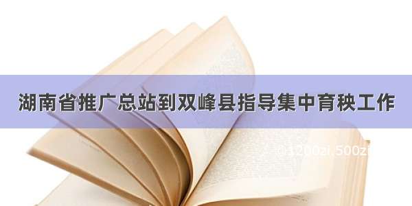 湖南省推广总站到双峰县指导集中育秧工作