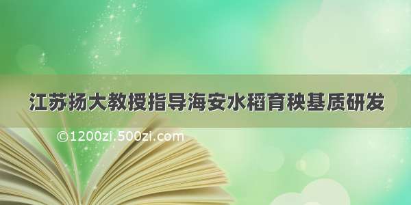 江苏扬大教授指导海安水稻育秧基质研发