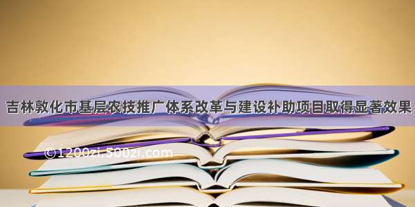 吉林敦化市基层农技推广体系改革与建设补助项目取得显著效果