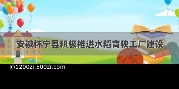 安徽怀宁县积极推进水稻育秧工厂建设