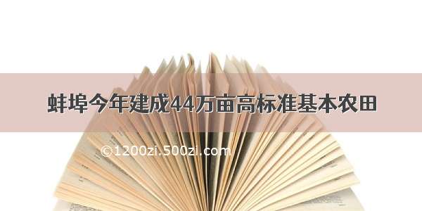 蚌埠今年建成44万亩高标准基本农田