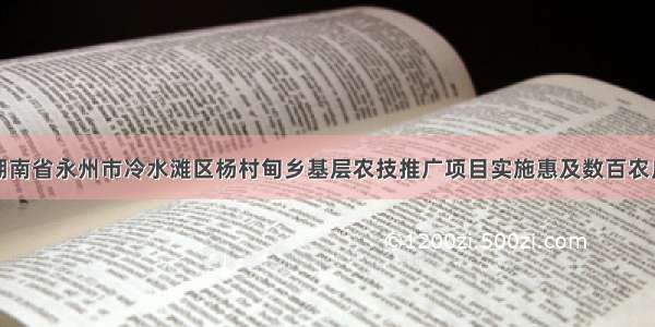 湖南省永州市冷水滩区杨村甸乡基层农技推广项目实施惠及数百农户