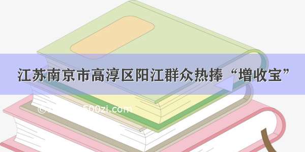 江苏南京市高淳区阳江群众热捧“增收宝”