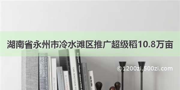 湖南省永州市冷水滩区推广超级稻10.8万亩