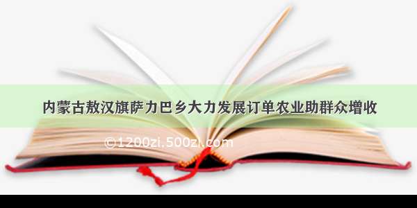 内蒙古敖汉旗萨力巴乡大力发展订单农业助群众增收