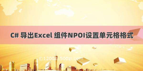 C# 导出Excel 组件NPOI设置单元格格式