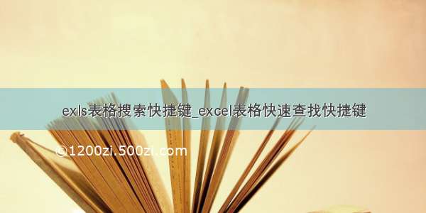 exls表格搜索快捷键_excel表格快速查找快捷键