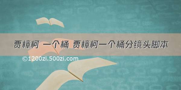 贾樟柯 一个桶 贾樟柯一个桶分镜头脚本