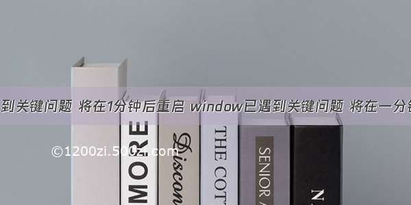 windows已遇到关键问题 将在1分钟后重启 window已遇到关键问题 将在一分钟内重新启动