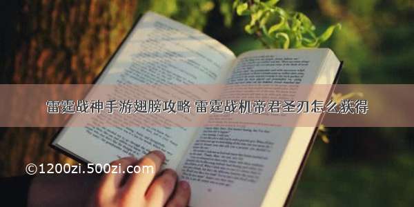 雷霆战神手游翅膀攻略 雷霆战机帝君圣刃怎么获得