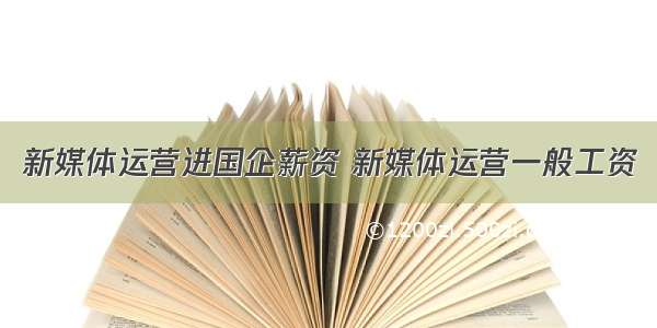 新媒体运营进国企薪资 新媒体运营一般工资