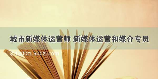 城市新媒体运营师 新媒体运营和媒介专员