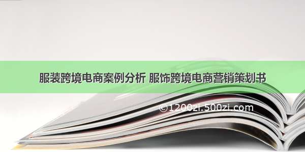 服装跨境电商案例分析 服饰跨境电商营销策划书