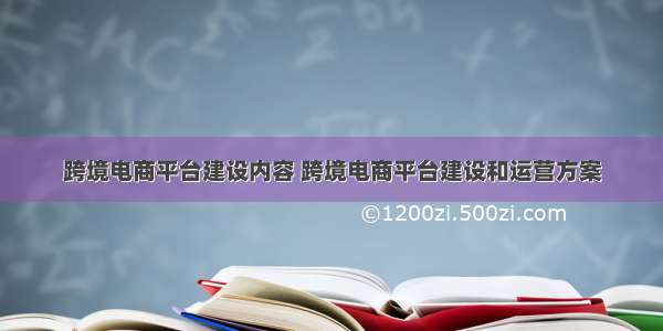 跨境电商平台建设内容 跨境电商平台建设和运营方案