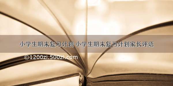 小学生期末复习计划 小学生期末复习计划家长评语