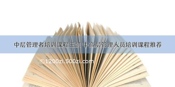 中层管理者培训课程王凯 中高层管理人员培训课程推荐