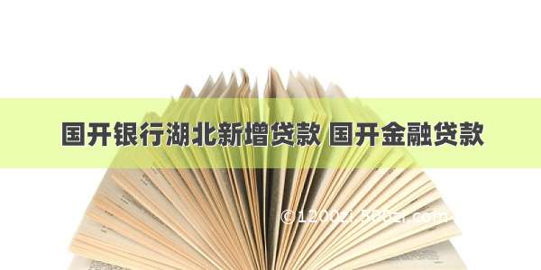 国开银行湖北新增贷款 国开金融贷款