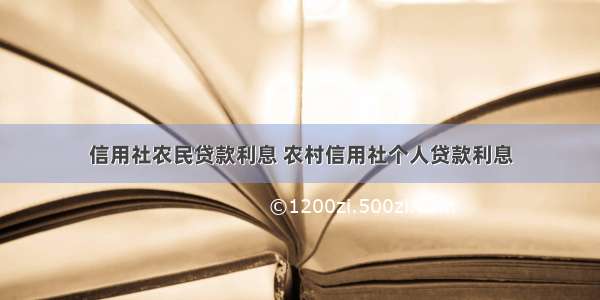 信用社农民贷款利息 农村信用社个人贷款利息