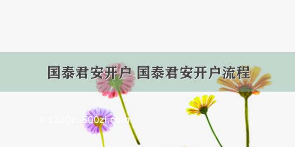 国泰君安开户 国泰君安开户流程