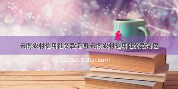 云南农村信用社贷款证明 云南农村信用社贷款流程