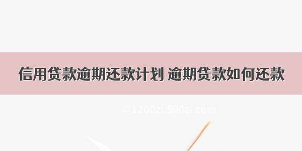 信用贷款逾期还款计划 逾期贷款如何还款