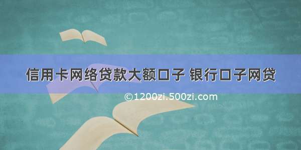 信用卡网络贷款大额口子 银行口子网贷