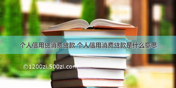 个人信用贷消费贷款 个人信用消费贷款是什么意思