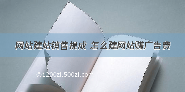 网站建站销售提成 怎么建网站赚广告费