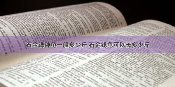 石金钱种龟一般多少斤 石金钱龟可以长多少斤