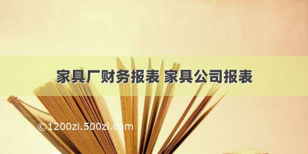 家具厂财务报表 家具公司报表