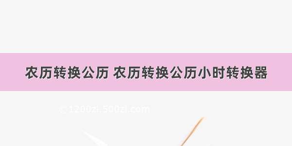 农历转换公历 农历转换公历小时转换器