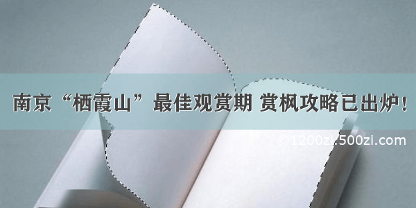 南京“栖霞山”最佳观赏期 赏枫攻略已出炉！