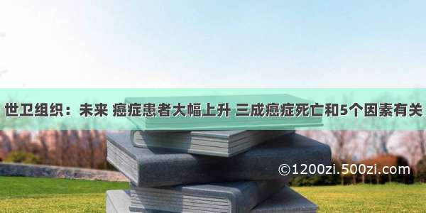 世卫组织：未来 癌症患者大幅上升 三成癌症死亡和5个因素有关