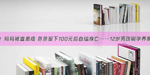 心疼！妈妈被查患癌 爸爸留下100元后自缢身亡……12岁男孩辍学养家……