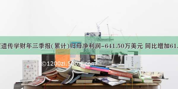 癌症遗传学财年三季报(累计)归母净利润-641.50万美元 同比增加61.37%