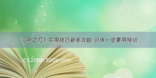 《神之刃》实用技巧新手攻略 训练一定要用特训